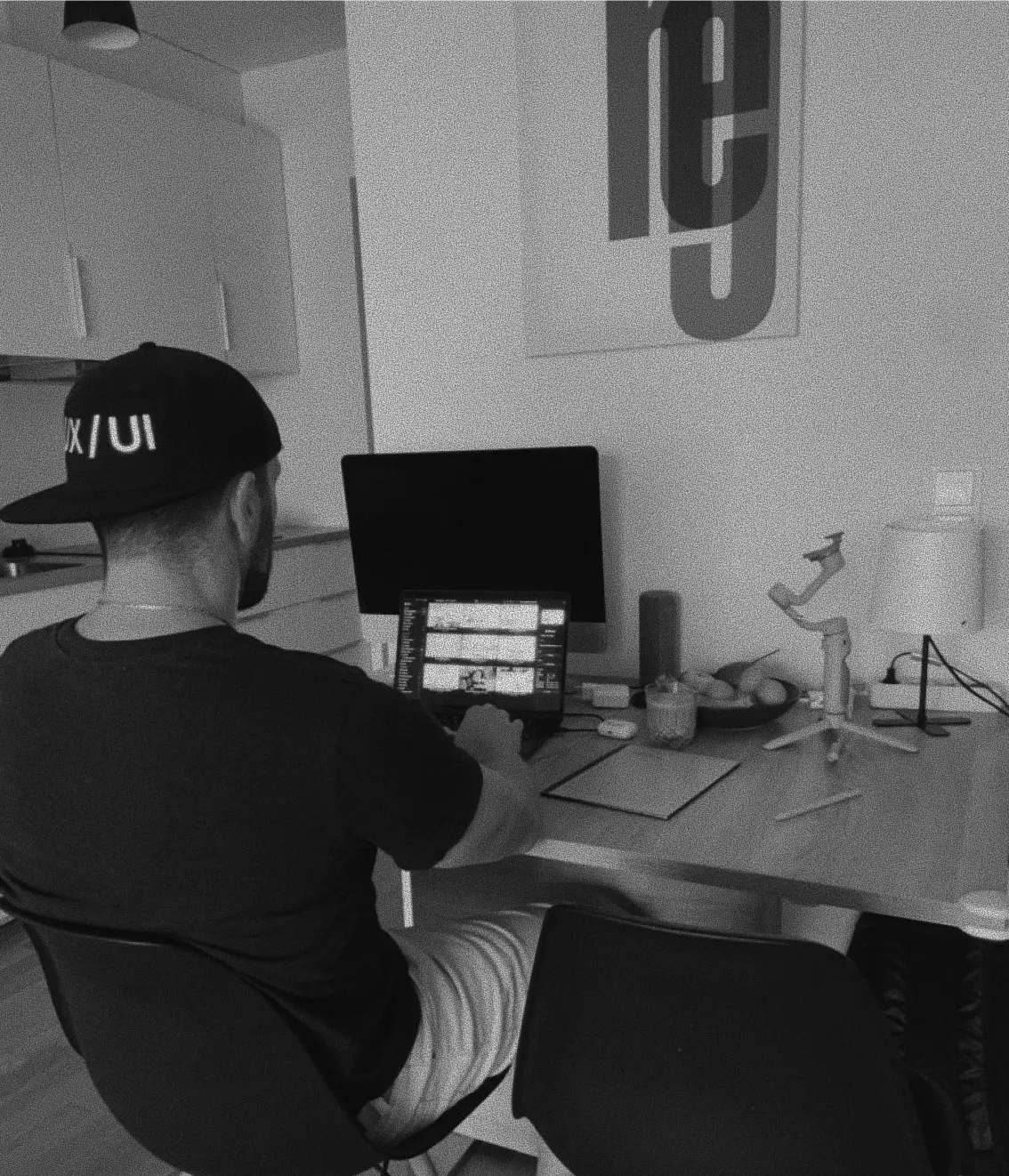Web designer working at a desk