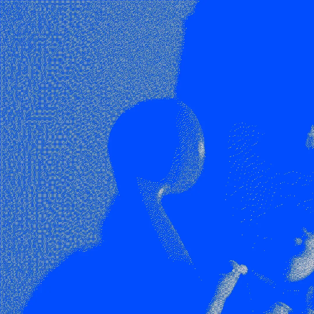A portrait silhouette in blue light